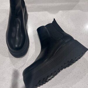 Nine West Black Platform Wedge Boots • Size 12 • NEW • Deep-Groove Rugged Soles